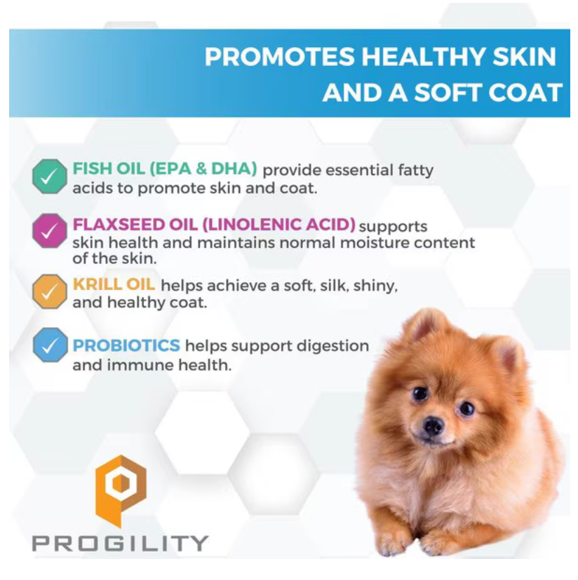 Nootie Progility Mini Skin & Coat Small & Medium Breed Chew Supplement for Dogs, 60 count
